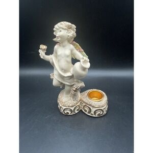 Vtg Angel Figurine Candle Holder 5"